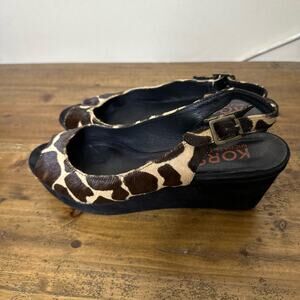 Kors Michael Kors Women Slingback Peep Toe Wedge Heels Size US 8M Leopard